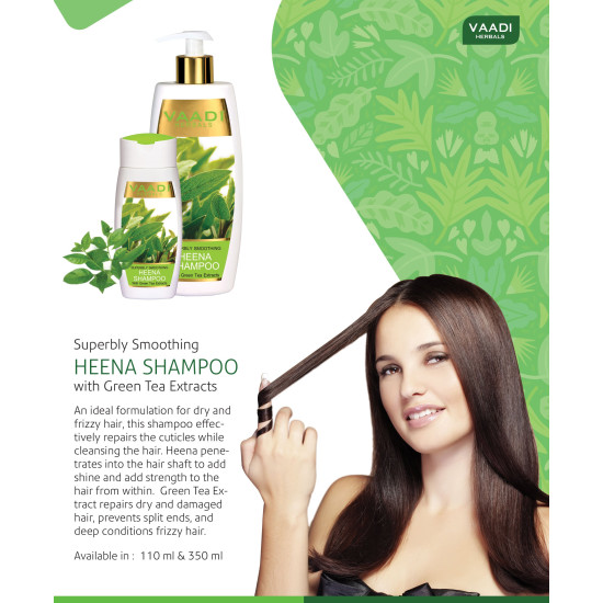 Vaadi Herbals Superbly Smoothing Heena Shampoo with Green Tea Extracts, 110ml