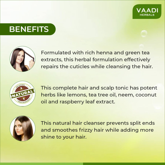 Vaadi Herbals Superbly Smoothing Heena Shampoo with Green Tea Extracts, 110ml