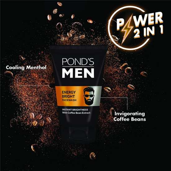 Pond's Men Energy Bright Anti-Dullness Facewash With Coffee Bean, 50 g