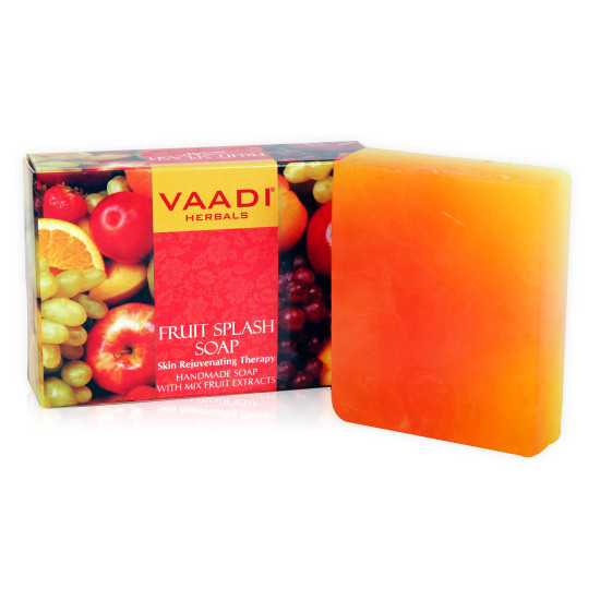 Vaadi Herbals Fruit Splash Soap with Extracts of Orange, Peach, Green Apple and Lemon, 75g