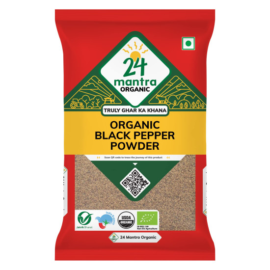 24 Mantra Organic Black Pepper Powder/Kalimirch Powder/Nalla Miriyalapudi - 100gms | Pack of 1 | 100% Organic | Chemical Free & Pesticides Free | Unadulterated | Enhances Taste