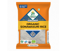 24 Mantra Organic Sonamasuri Polished Raw Rice/Sonamasoori Chawal - 5 Kg | Pack of 1 | 100% Organic | Chemical Free & Pesticides Free