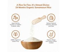 24 Mantra Organic Sonamasuri Polished Raw Rice/Sonamasoori Chawal - 5 Kg | Pack of 1 | 100% Organic | Chemical Free & Pesticides Free