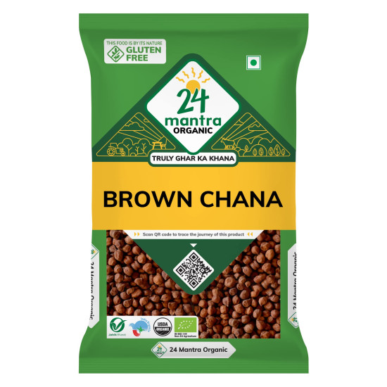 24 Mantra Organic Unpolished Brown Chana/Kala Chana/Godhuma Chana - 500gms | Pack of 1 | 100% Organic | Chemical Free & Pesticides Free | Wholesome | Ideal for Sprouting |