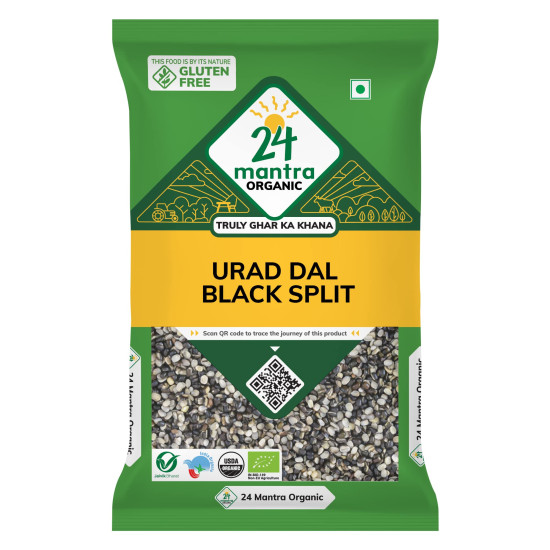 24 Mantra Organic Unpolished Urad Dal Black Split/Black Gram split/Minapa pappu/Kali dal - 500gms | Pack of 1 | 100% Organic | Chemical Free & Pesticides Free