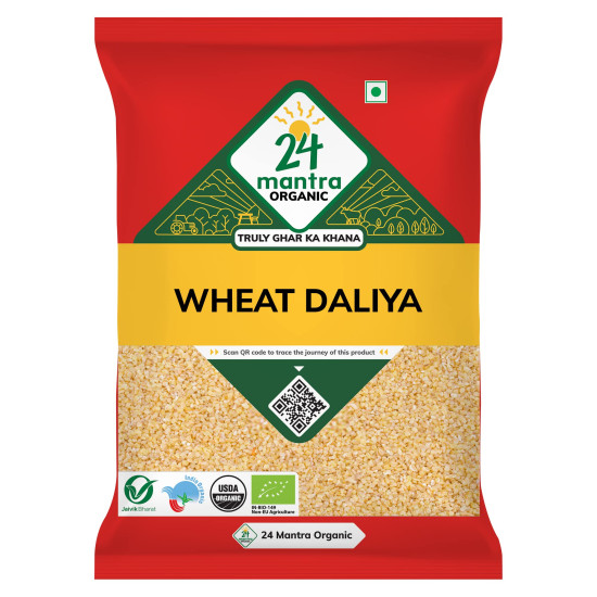 24 Mantra Organic Wheat Daliya/Broken Wheat/Godhuma Daliya/Gehoon Daliya - 500gms | Pack of 1 | Chemical Free & Pesticides Free | No Preservatives | Easy to Use