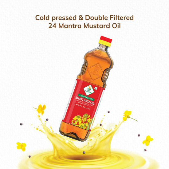 24 Mantra Unrefined Mustard Oil/Sarson Oil/Avanune - 1 L | Pack of 1 | Double Filtered | Expeller Pressed