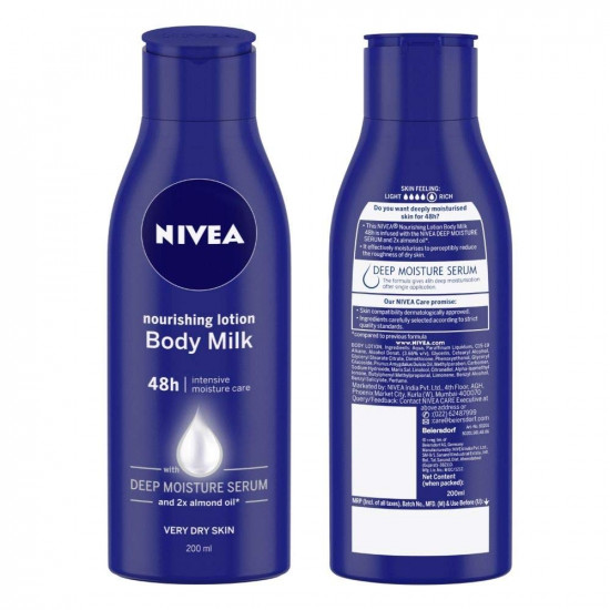 Nivea Nourishing Lotion Body Milk for 48H Moisturization, 200ml