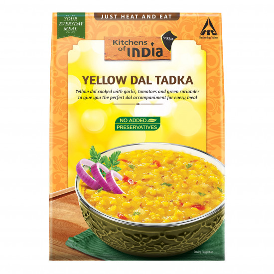 Kitchens of India Ready to Eat Yellow Dal Tadka, ITC Ready to Eat Indian Dish, Just Heat and Eat, 285g