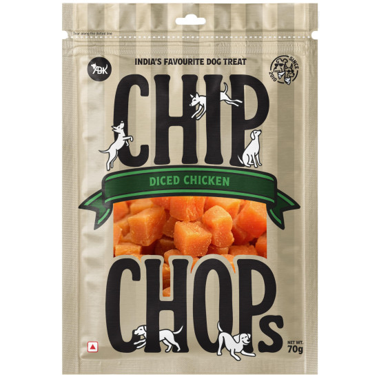 Chip Chops Diced Chicken Dog Treats High Protein Low Fat Healthy Dog Snacks Easily Digestible Nutritious Chicken Treats for All Breeds and Ages Training Reward Dog Food Supplement 70g Pack
