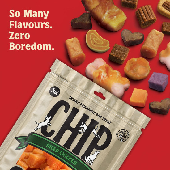 Chip Chops Diced Chicken Dog Treats High Protein Low Fat Healthy Dog Snacks Easily Digestible Nutritious Chicken Treats for All Breeds and Ages Training Reward Dog Food Supplement 70g Pack
