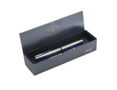 Parker Frontier Stainless Steel Chrome Trim Roller Ball Pen| Ink Color - Blue | Gift For Employees | Unique Gifts For Entrepreneurs
