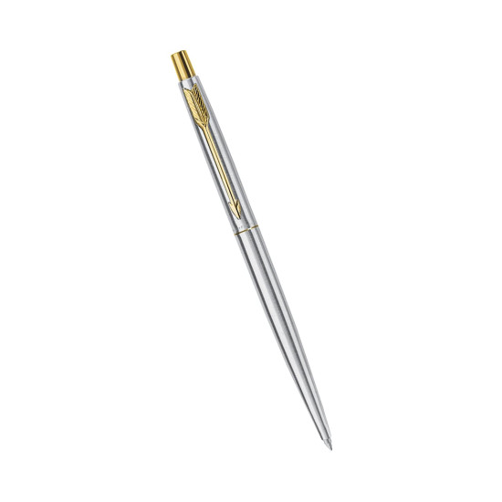 Parker Classic Stainless Steel Gold Trim Ball Pen | Blue Ink | Ballpoint Pen for Smooth Writing | Elegant Design and Great for Gifting or Celebrations Parker Classic Stainless Steel Gold Trim Ball Pen | Blue Ink | Ballpoint Pen for Smooth Writing | Elegant Design and Great for Gifting or Celebrations