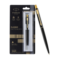 Parker Classic Matte Black Gold Trim Ball Pen| Ink Color - Blue | Unique Gift For Employees | Leading Pen For Corporate
