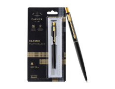 Parker Classic Matte Black Gold Trim Ball Pen| Ink Color - Blue | Unique Gift For Employees | Leading Pen For Corporate
