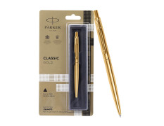Parker Classic Gold Trim Ball Pen | Blue Ink | Ballpoint Pen for Smooth Writing | Iconic Parker Craftsmanship | Premium Gifting Choice