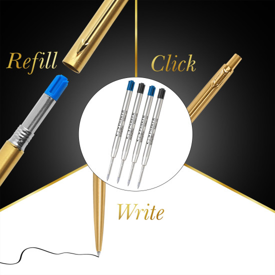 Parker Classic Gold Trim Ball Pen | Blue Ink | Ballpoint Pen for Smooth Writing | Iconic Parker Craftsmanship | Premium Gifting Choice