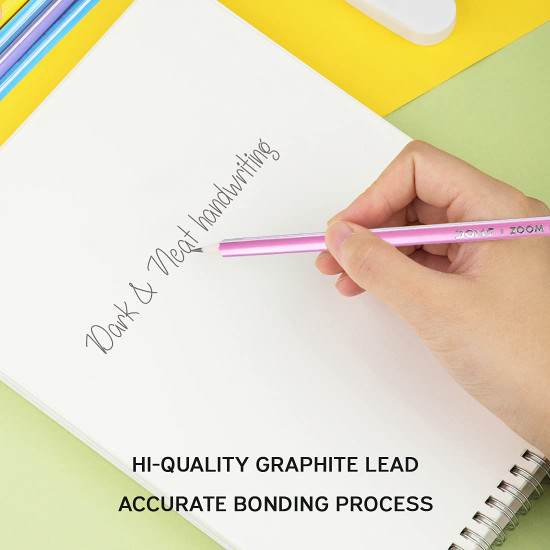 Doms Zoom Ultimate Dark Pencil Box Pack | Triangular Shape For Easy Holding & Comfort | Free Eraser & Sharpner With Each Box | Dark & Neat Handwriting | Pack Of 30 Pencils, Black, Black