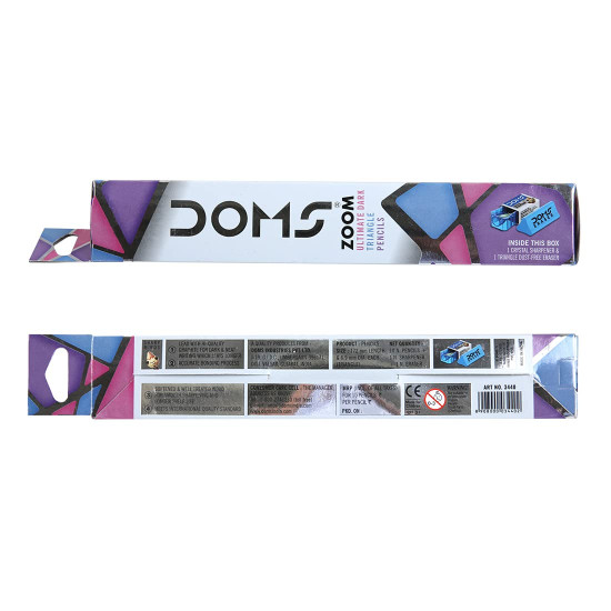 Doms Zoom Ultimate Dark Pencil Box Pack | Triangular Shape For Easy Holding & Comfort | Free Eraser & Sharpner With Each Box | Dark & Neat Handwriting | Pack Of 30 Pencils, Black, Black