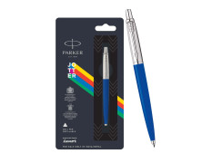 Parker Jotter Standard Chrome Trim Ballpoint Pen | Ink Color Blue | Blue Body Color | Designed for Students, Writers, and Professionals