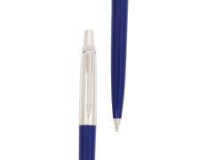 Parker Jotter Standard Chrome Trim Ballpoint Pen | Ink Color Blue | Blue Body Color | Designed for Students, Writers, and Professionals
