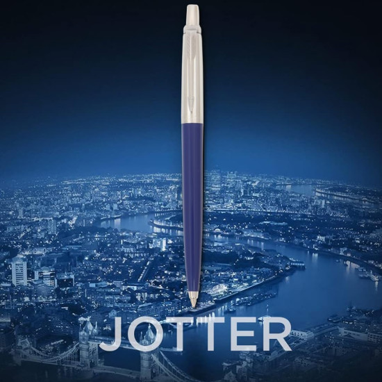 Parker Jotter Standard Chrome Trim Ballpoint Pen | Ink Color Blue | Blue Body Color | Designed for Students, Writers, and Professionals Parker Jotter Standard Chrome Trim Ballpoint Pen | Ink Color Blue | Blue Body Color | Designed for Students, Writers, and Professionals