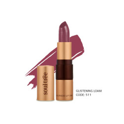 SoulTree Ayurvedic Lipstick - Glistening Loam 511, 4gm | Creamy Texture | Enriched with Organic Ghee & Almond Oil | Moistured & Nourished Lips | 4gm