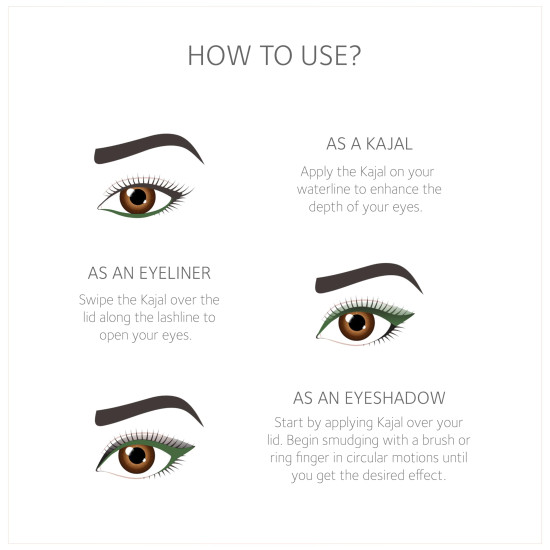 SoulTree Ayurvedic Kajal | Moss Velvet Kajal 002 | Green Shade | Enriched with 100% Organic Ghee, Almond Oil & Camphor | Soothe, Cool & Nourish Eyes | 3gm