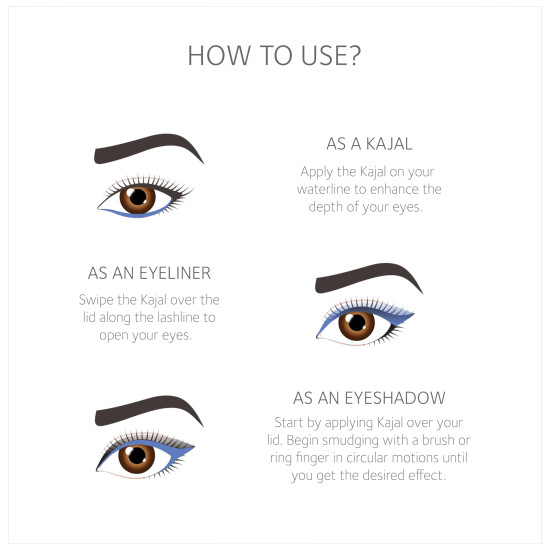 SoulTree Ayurvedic Kajal | Mood Indigo Kajal 006 | Blue Shade | Enriched with 100% Organic Ghee, Almond Oil & Camphor | Soothe, Cool & Nourish Eyes | 3gm