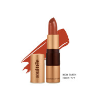 SoulTree Ayurvedic Lipstick - Rich Earth 777, 4gm | Creamy Texture | Enriched with Organic Ghee & Almond Oil | Moistured & Nourished Lips | 4gm