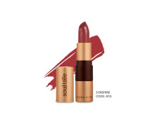 SoulTree Ayurvedic Lipstick - Colour Sunshine 655, 4gm | Creamy Texture | Enriched with Organic Ghee & Almond Oil | Moistured & Nourished Lips | 4gm