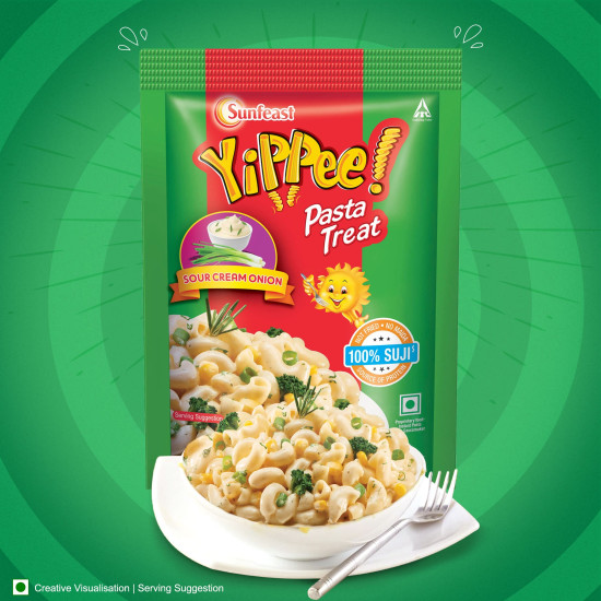 Sunfeast YiPPee! Pasta Treat | Cheesy and Soft Suji, Rawa Pasta | Sour Cream and Onion| 65g pack