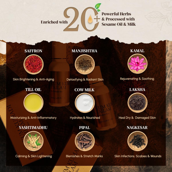 vasu Kum Kumadi Tailam 50 ml Oil Enriched With Pure Saffron For Radiant Skin