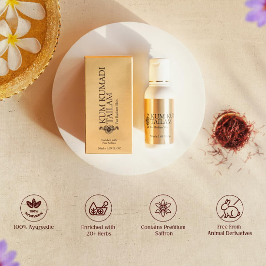 vasu Kum Kumadi Tailam 50 ml Oil Enriched With Pure Saffron For Radiant Skin