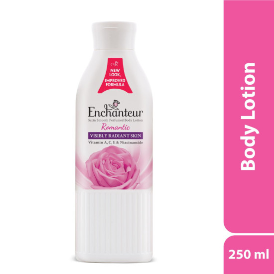 Enchanteur Romantic Perfumed Body Lotion, 250ml | With Vitamin A, C, E & Niacinamide | Fast Absorbing, Hydrating, Water Based, Non-Greasy, Floral French Fragrance for Silky Smooth Skin Enchanteur Romantic Perfumed Body Lotion, 250ml | With Vitamin A, C, E & Niacinamide | Fast Absorbing, Hydrating, Water Based, Non-Greasy, Floral French Fragrance for Silky Smooth Skin
