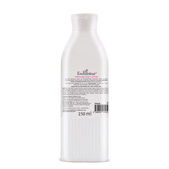 Enchanteur Romantic Perfumed Body Lotion, 250ml | With Vitamin A, C, E & Niacinamide | Fast Absorbing, Hydrating, Water Based, Non-Greasy, Floral French Fragrance for Silky Smooth Skin Enchanteur Romantic Perfumed Body Lotion, 250ml | With Vitamin A, C, E & Niacinamide | Fast Absorbing, Hydrating, Water Based, Non-Greasy, Floral French Fragrance for Silky Smooth Skin