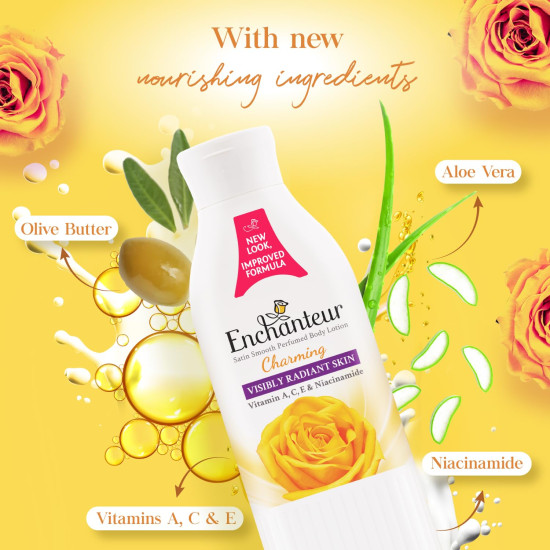 Enchanteur Charming Perfumed Body Lotion, 250ml, with Aloe Vera & Olive Butter for Satin Smooth Skin