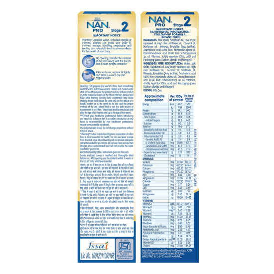 Nestle NAN PRO 2 Follow-up Formula Powder - After 6 months, Stage 2, 400g Bag-In-Box Pack Nestle NAN PRO 2 Follow-up Formula Powder - After 6 months, Stage 2, 400g Bag-In-Box Pack