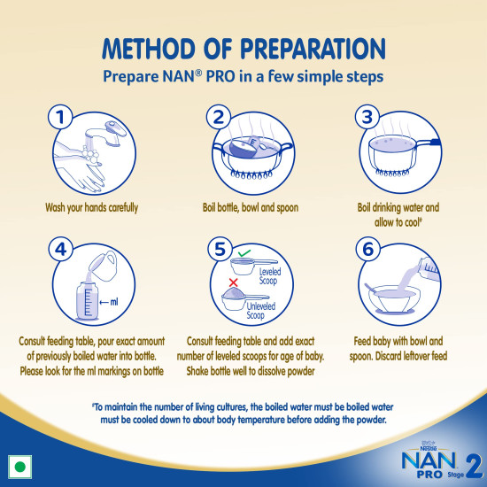 Nestle NAN PRO 2 Follow-up Formula Powder - After 6 months, Stage 2, 400g Bag-In-Box Pack Nestle NAN PRO 2 Follow-up Formula Powder - After 6 months, Stage 2, 400g Bag-In-Box Pack