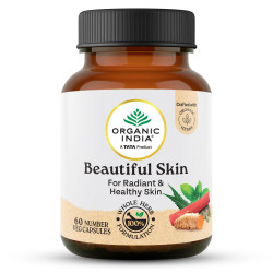 A TATA Product - Organic India Beautiful Skin Capsules - 60 Veg Caps, For Healthy, Radiant & Glow, Helps Rejuvenate Skin & Naturally Purify The Blood, GMP & NPOP Certified Organic