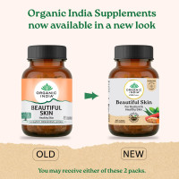 A TATA Product - Organic India Beautiful Skin Capsules - 60 Veg Caps, For Healthy, Radiant & Glow, Helps Rejuvenate Skin & Naturally Purify The Blood, GMP & NPOP Certified Organic