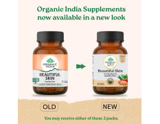 A TATA Product - Organic India Beautiful Skin Capsules - 60 Veg Caps, For Healthy, Radiant & Glow, Helps Rejuvenate Skin & Naturally Purify The Blood, GMP & NPOP Certified Organic