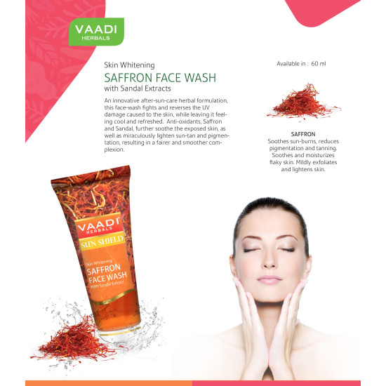 Vaadi Herbals Value Pack of Skin Whitening Saffron Face Wash with Sandal Extract, 4 x 60ml