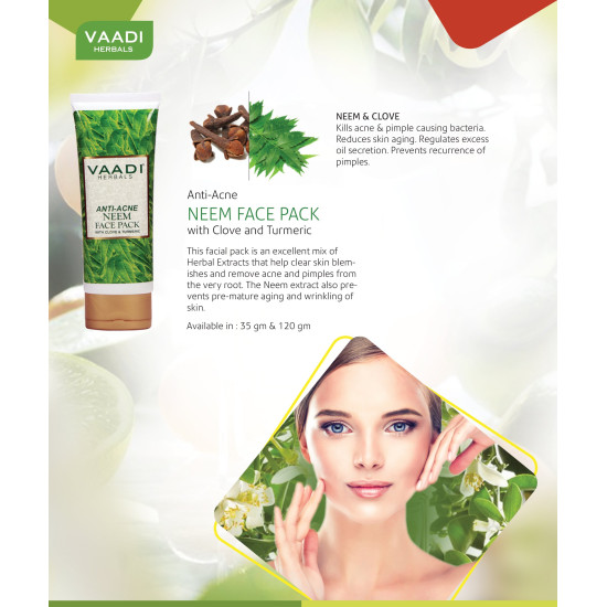 Vaadi Herbals Anti Acne Neem Face Pack with Clove and Turmeric, 120g