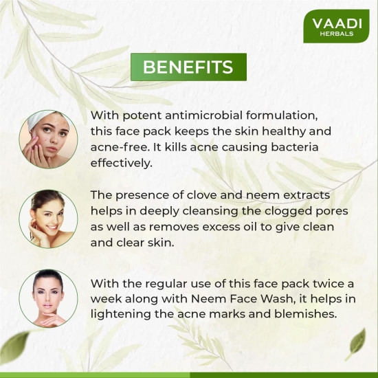 Vaadi Herbals Anti Acne Neem Face Pack with Clove and Turmeric, 120g