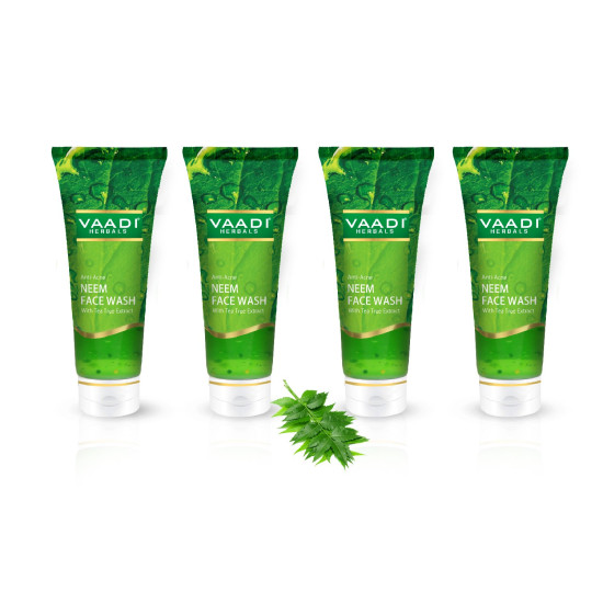 Vaadi Herbals Value Pack of Anti Acne Neem Face Wash with Tea Tree Extract, 4 x 60ml