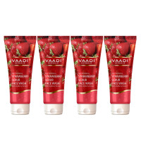 Vaadi Herbals Value Pack of Strawberry Scrub Face Wash with Mulberry Extract, 4 x 60ml