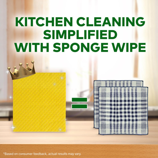 Scotch-Brite Sponge Wipes- Reusable, Kitchen and House Cleaning- Easy to use, Cleans any mess in a swipe, Absorbs water its own 10x weight, Multi- color, Biodegradable (pack of 3)