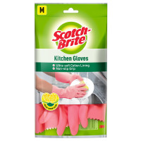 Scotch-Brite Lemon Scented Kitchen Gloves, extra long cuffs for mess-free hands , better grip, inner lining for Sweat absorption (Medium, 1 pair) Scotch-Brite Lemon Scented Kitchen Gloves, extra long cuffs for mess-free hands , better grip, inner lining for Sweat absorption (Medium, 1 pair)