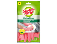 Scotch-Brite Lemon Scented Kitchen Gloves, extra long cuffs for mess-free hands , better grip, inner lining for Sweat absorption (Medium, 1 pair)